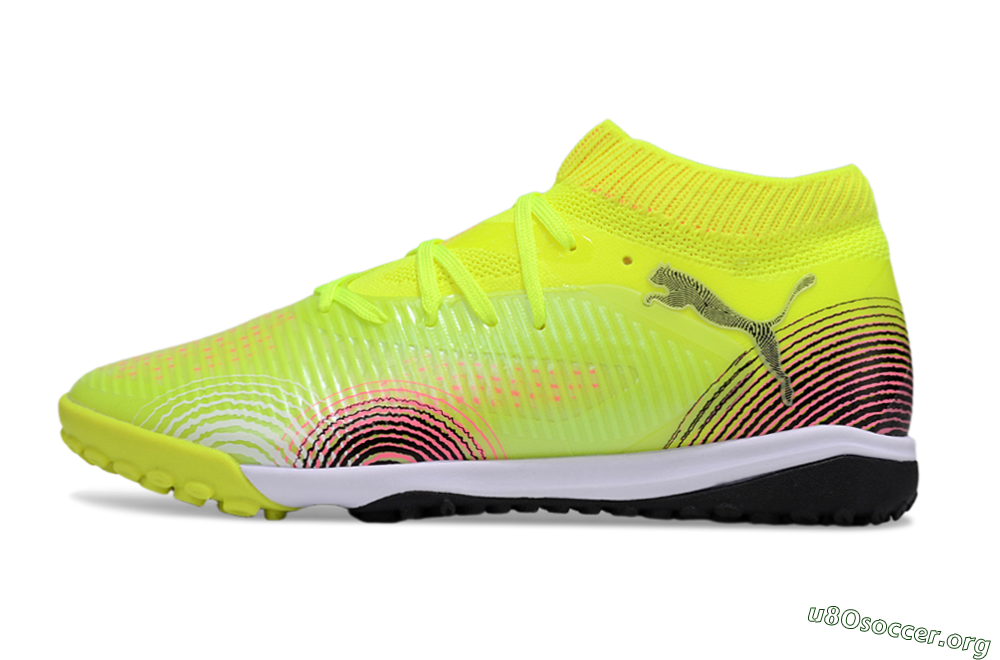 Puma Future 8 Ultimate TF Football Shoes - Yellow/Black/Pink 3