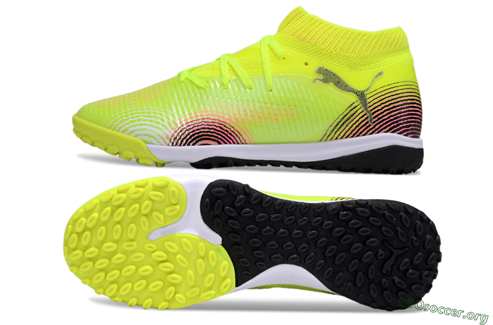 Puma Future 8 Ultimate TF Football Shoes - Yellow/Black/Pink 1