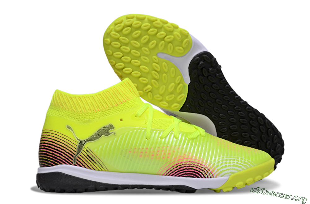 Puma Future 8 Ultimate TF Football Shoes - Yellow/Black/Pink 2