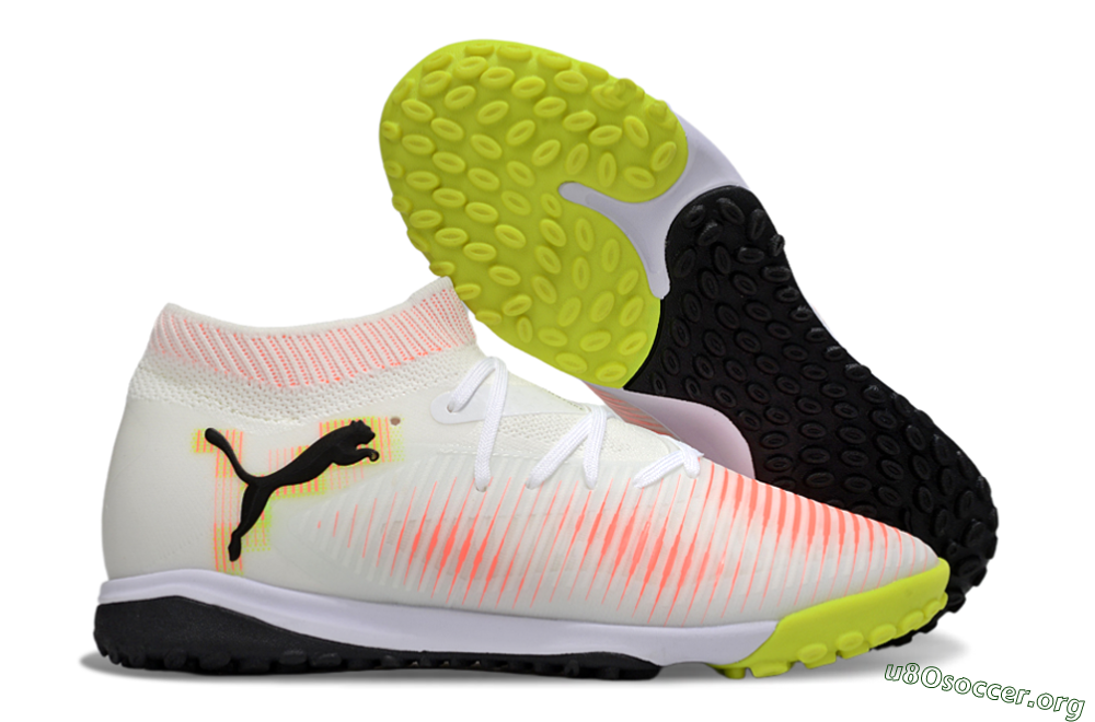 Puma Future 8 Ultimate TF Football Shoes - White/Pink/Yellow 2