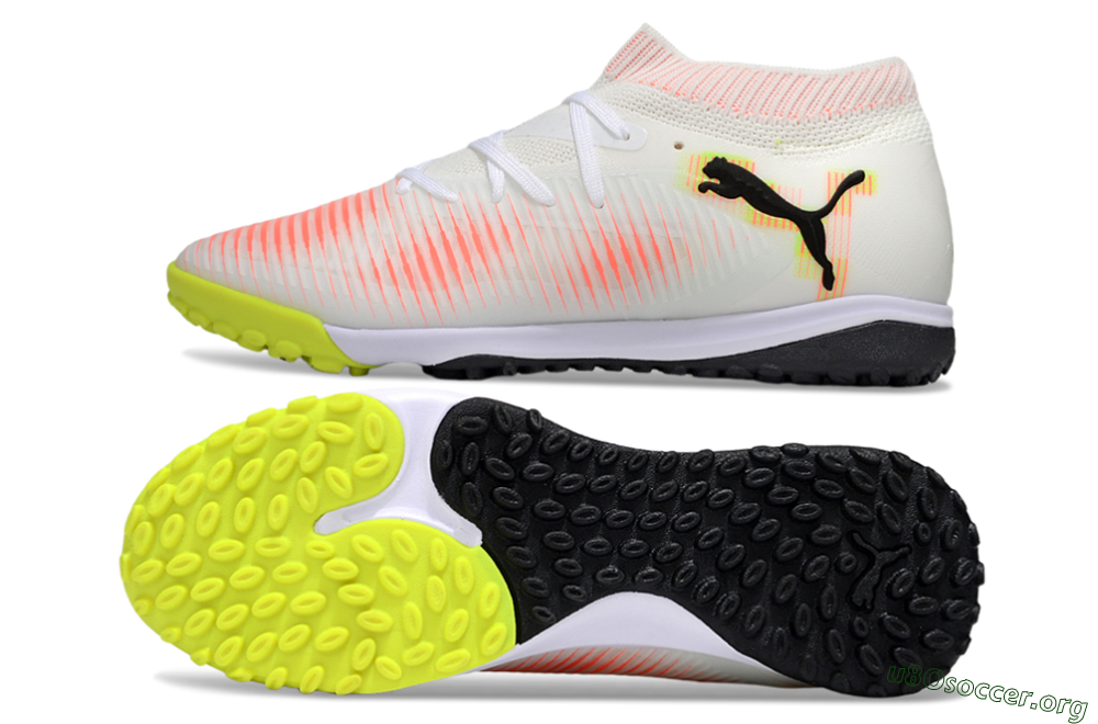 Puma Future 8 Ultimate TF Football Shoes - White/Pink/Yellow 1
