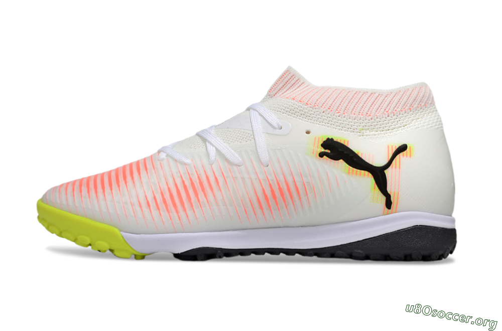 Puma Future 8 Ultimate TF Football Shoes - White/Pink/Yellow 3