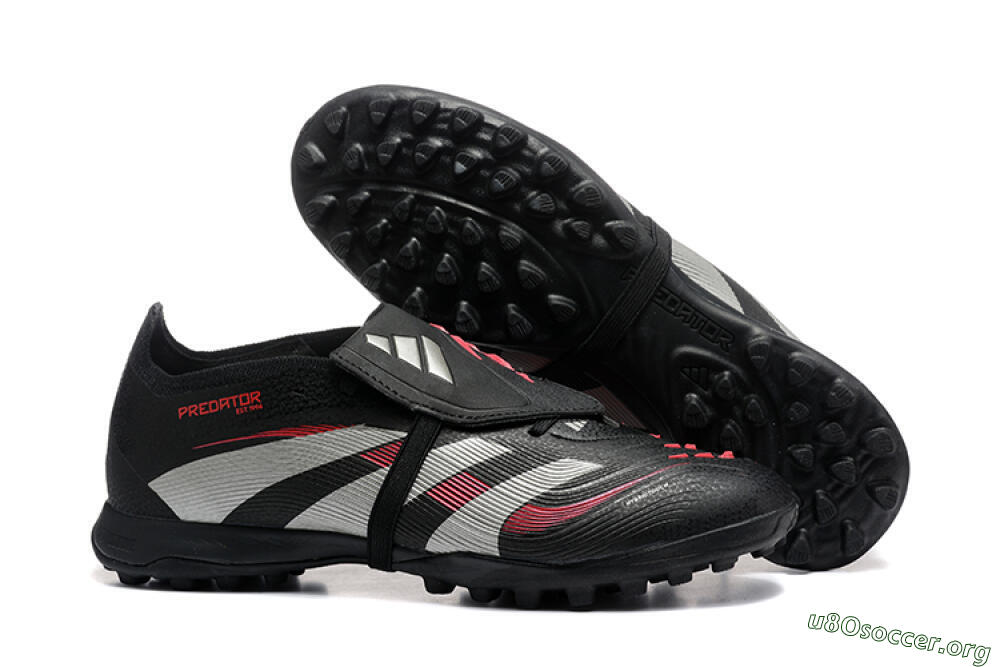 Adidas Predator 25 Elite Foldover Tongue TF Football Shoes - Black/Silver/Red 2