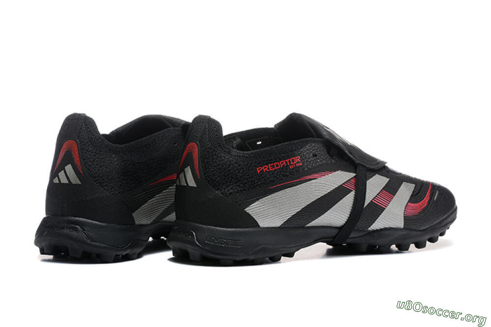 Adidas Predator 25 Elite Foldover Tongue TF Football Shoes - Black/Silver/Red 9