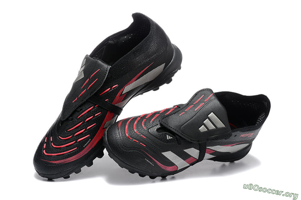 Adidas Predator 25 Elite Foldover Tongue TF Football Shoes - Black/Silver/Red 6