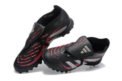 Adidas Predator 25 Elite Foldover Tongue TF Football Shoes - Black/Silver/Red