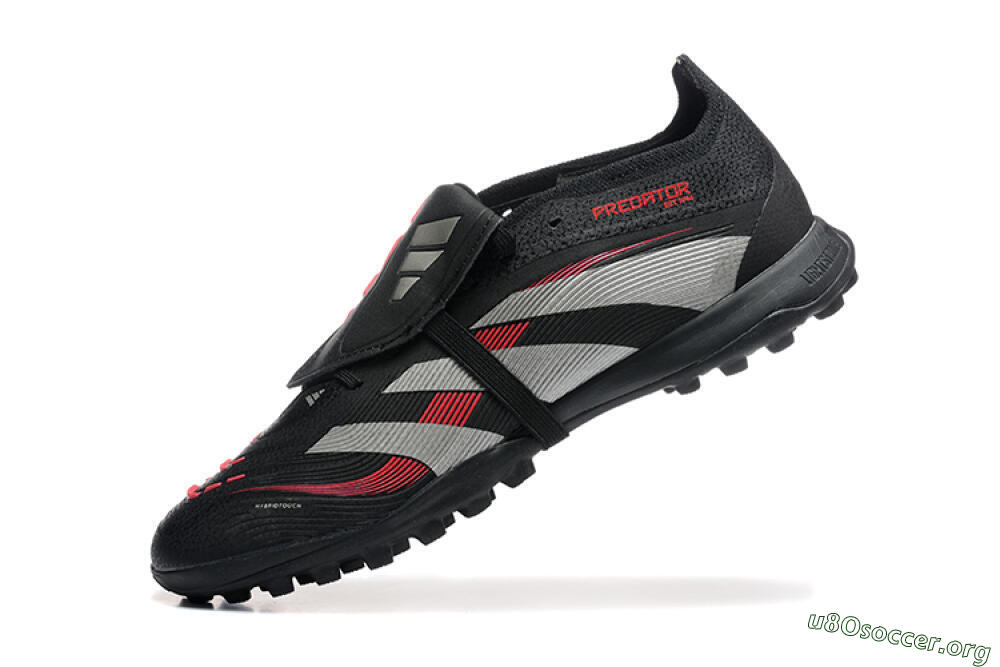 Adidas Predator 25 Elite Foldover Tongue TF Football Shoes - Black/Silver/Red 8