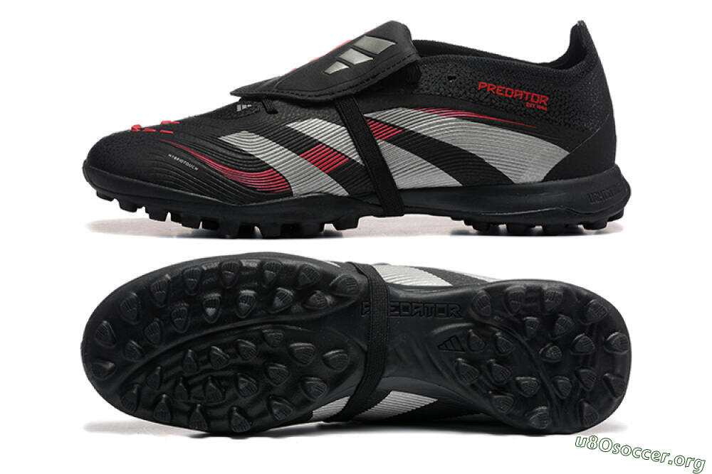 Adidas Predator 25 Elite Foldover Tongue TF Football Shoes - Black/Silver/Red 1