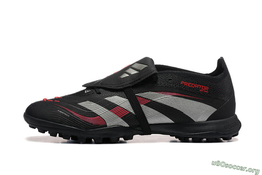 Adidas Predator 25 Elite Foldover Tongue TF Football Shoes - Black/Silver/Red 3