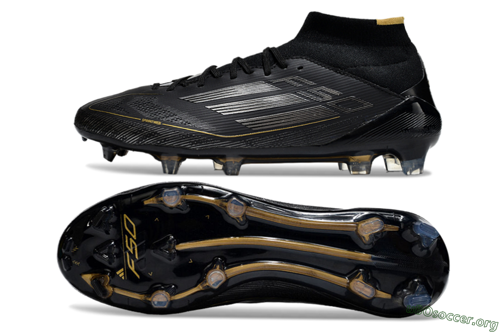 Adidas F50 Elite Mid FG Football Boots - Black/Silver/Gold 1