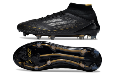 Adidas F50 Elite Mid FG Football Boots - Black/Silver/Gold