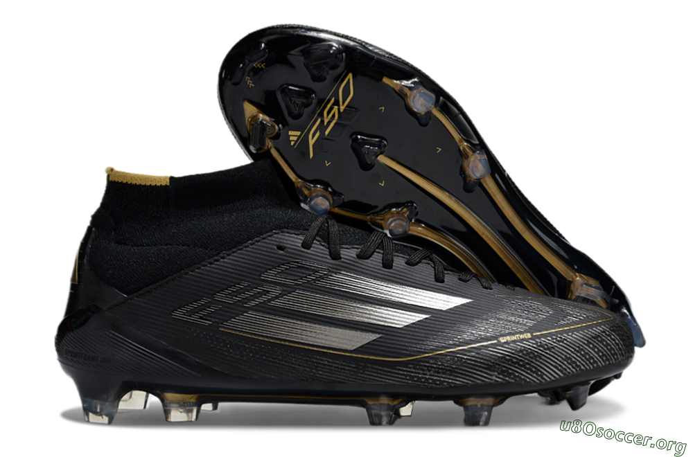Adidas F50 Elite Mid FG Football Boots - Black/Silver/Gold 2