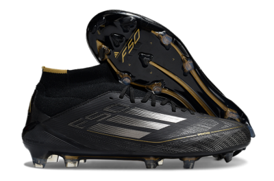 Adidas F50 Elite Mid FG Football Boots - Black/Silver/Gold