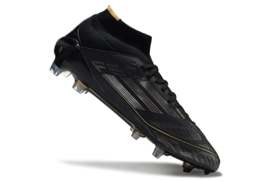 Adidas F50 Elite Mid FG Football Boots - Black/Silver/Gold