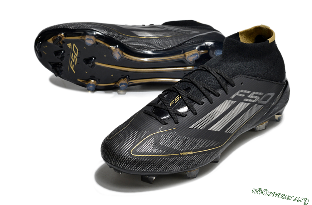 Adidas F50 Elite Mid FG Football Boots - Black/Silver/Gold 0