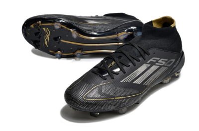 Adidas F50 Elite Mid FG Football Boots - Black/Silver/Gold