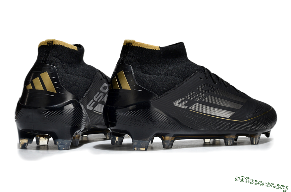 Adidas F50 Elite Mid FG Football Boots - Black/Silver/Gold 6