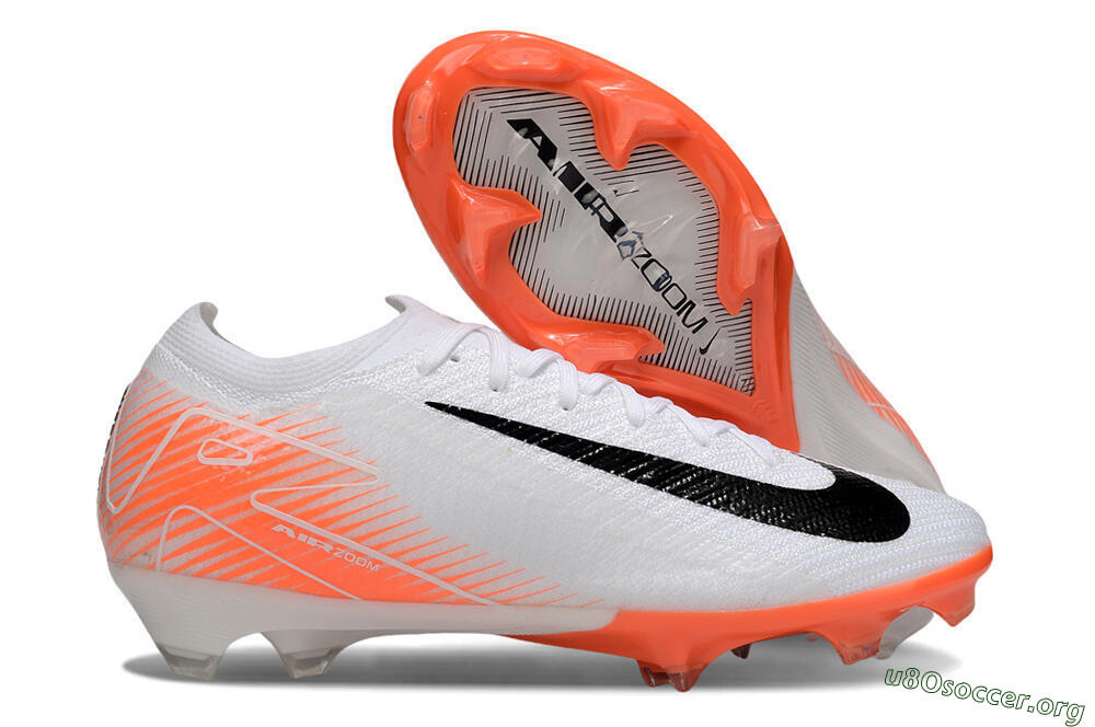 Nike Air Zoom Mercurial Vapor 16 Elite FG Football Boots - White/Black/Orange 2