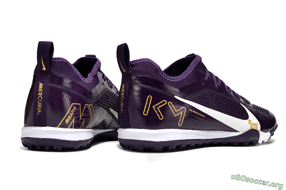 Nike Air Zoom Mercurial Vapor 16 Elite TF Football Shoes - Purple/White/Gold 6