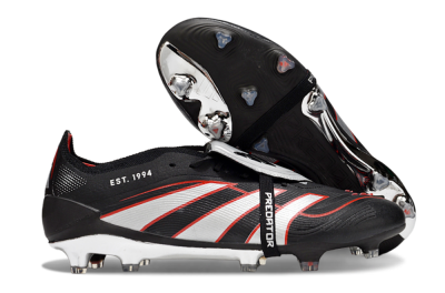 Adidas Predator 25 Elite Foldover Tongue FG Football Boots - Black/Silver/Red