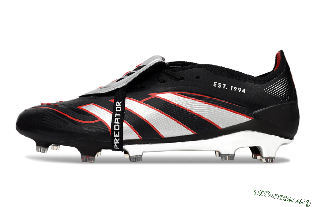 Adidas Predator 25 Elite Foldover Tongue FG Football Boots - Black/Silver/Red 3