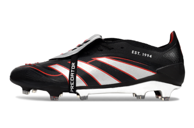 Adidas Predator 25 Elite Foldover Tongue FG Football Boots - Black/Silver/Red