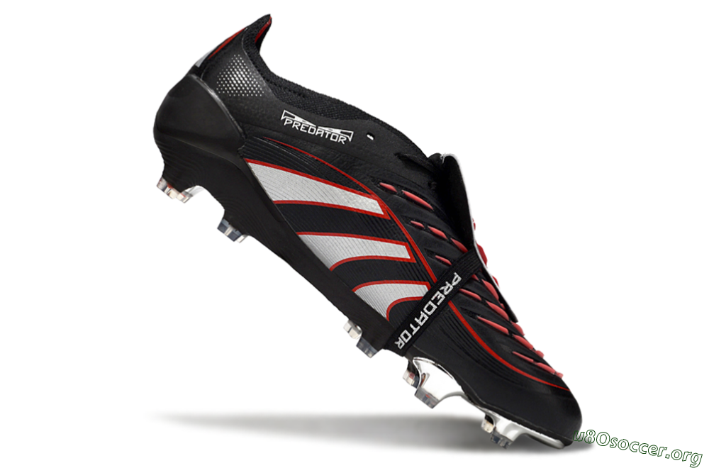 Adidas Predator 25 Elite Foldover Tongue FG Football Boots - Black/Silver/Red 4