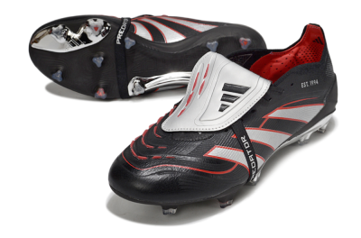 Adidas Predator 25 Elite Foldover Tongue FG Football Boots - Black/Silver/Red