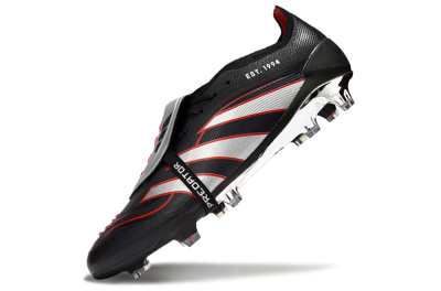 Adidas Predator 25 Elite Foldover Tongue FG Football Boots - Black/Silver/Red