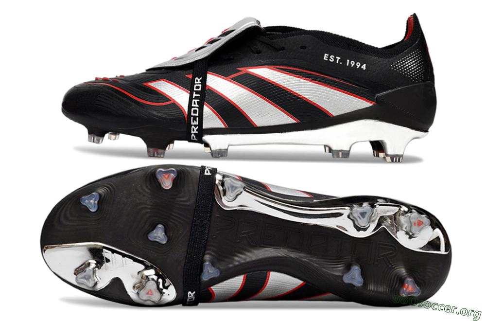 Adidas Predator 25 Elite Foldover Tongue FG Football Boots - Black/Silver/Red 1
