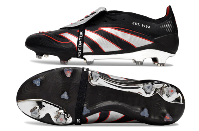 Adidas Predator 25 Elite Foldover Tongue FG Football Boots - Black/Silver/Red