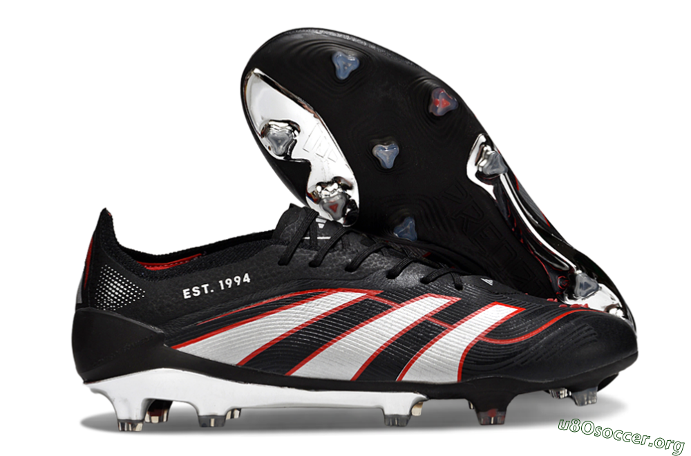 Adidas Predator 25 Elite FG Football Boots - Black/Silver/Red 2