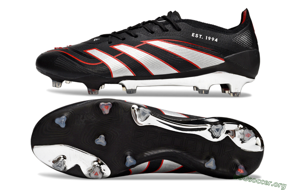 Adidas Predator 25 Elite FG Football Boots - Black/Silver/Red 1