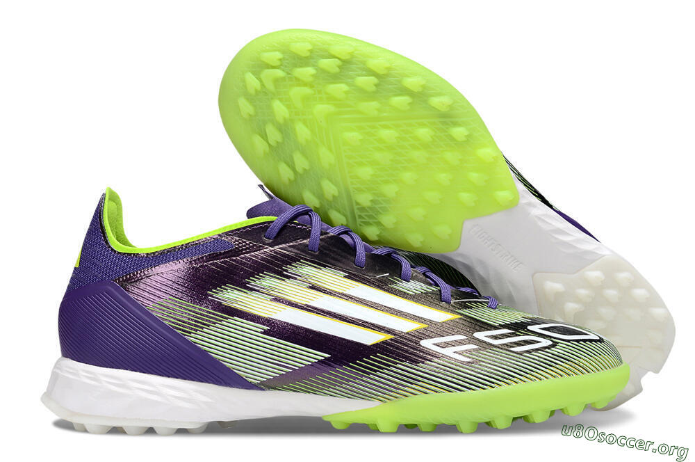 Adidas F50 Pro TF Football Shoes - Purple/White/Yellow 2