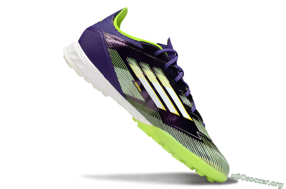 Adidas F50 Pro TF Football Shoes - Purple/White/Yellow 4