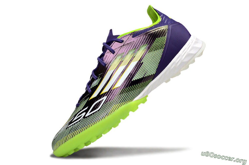 Adidas F50 Pro TF Football Shoes - Purple/White/Yellow 5
