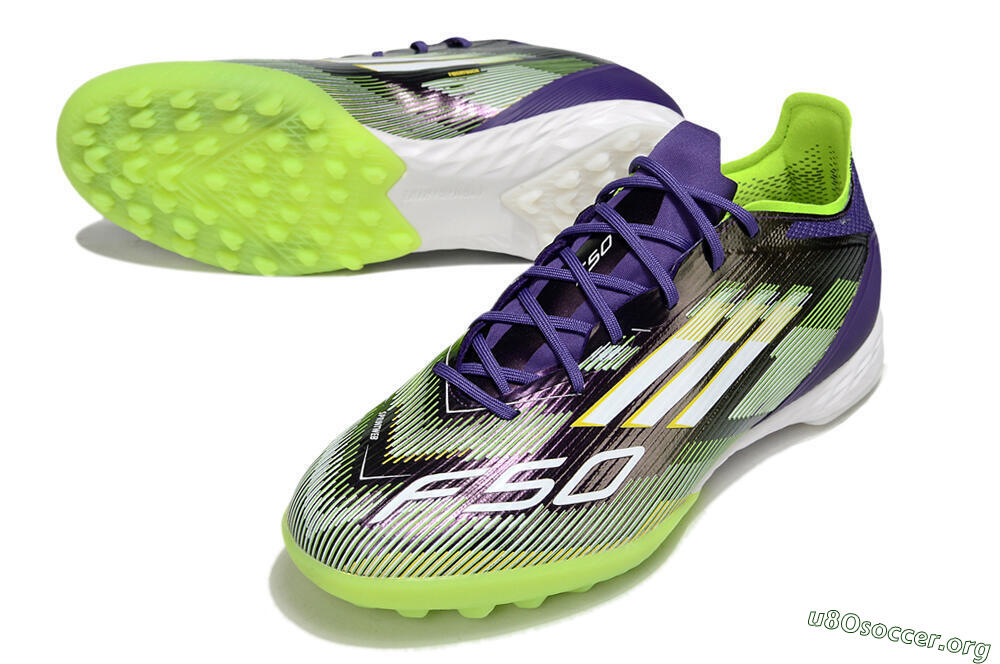Adidas F50 Pro TF Football Shoes - Purple/White/Yellow 0