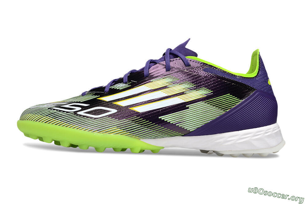 Adidas F50 Pro TF Football Shoes - Purple/White/Yellow 3