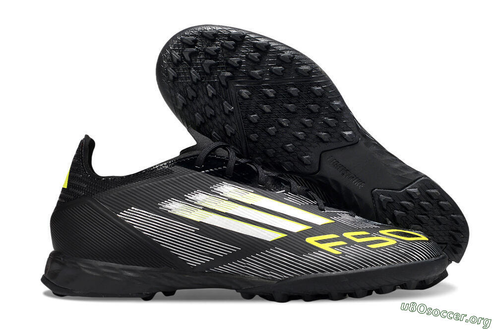 Adidas F50 Pro TF Football Shoes - Black/White/Yellow 2