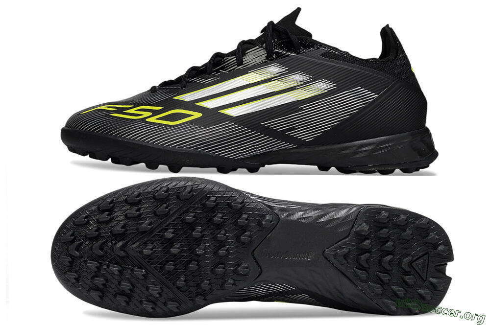 Adidas F50 Pro TF Football Shoes - Black/White/Yellow 1