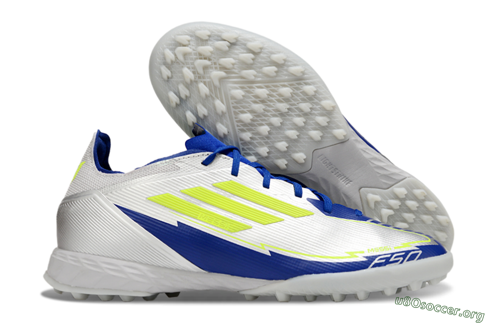 Adidas F50 Pro TF Football Shoes - Silver/Blue/Yellow 2