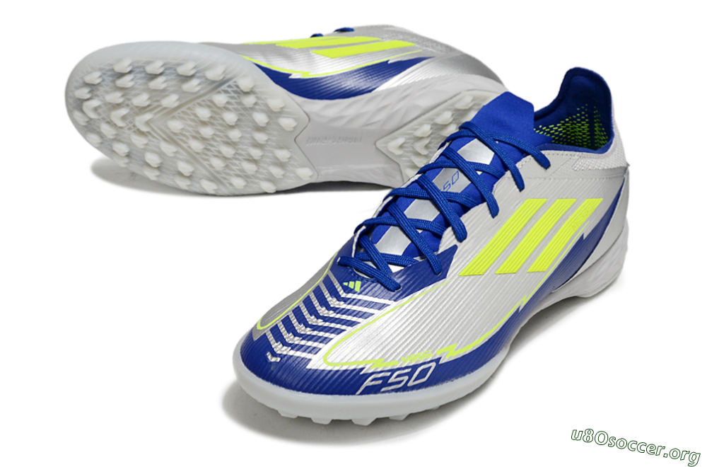 Adidas F50 Pro TF Football Shoes - Silver/Blue/Yellow 0