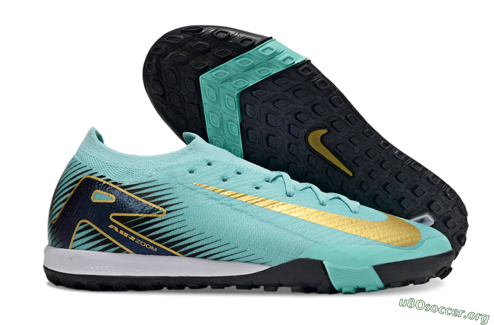 Nike Air Zoom Mercurial Vapor 16 Elite TF Football Shoes - Jade/Gold/Black 2