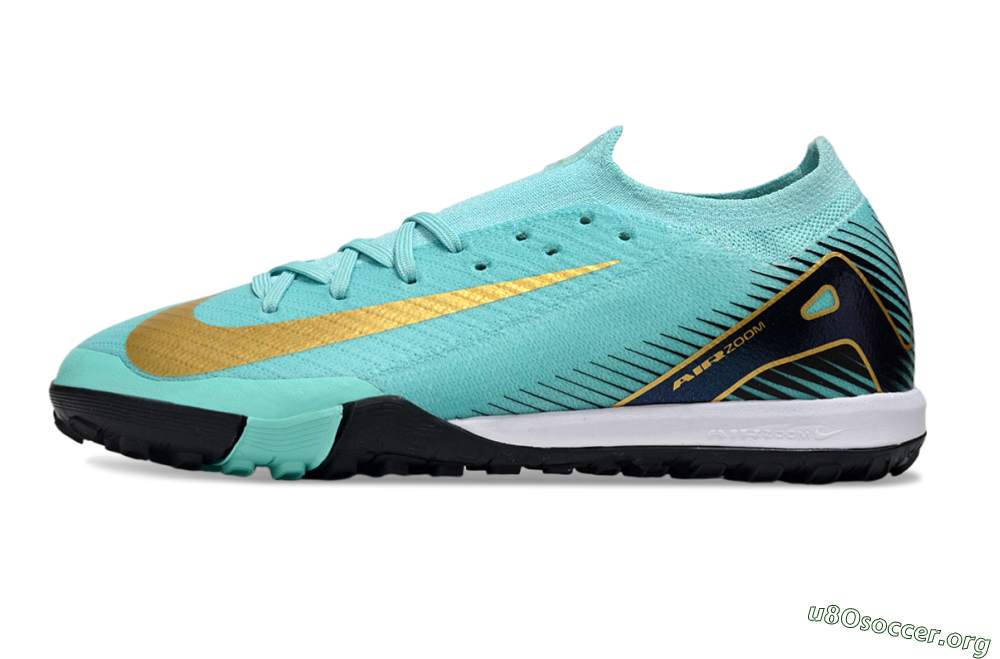 Nike Air Zoom Mercurial Vapor 16 Elite TF Football Shoes - Jade/Gold/Black 3