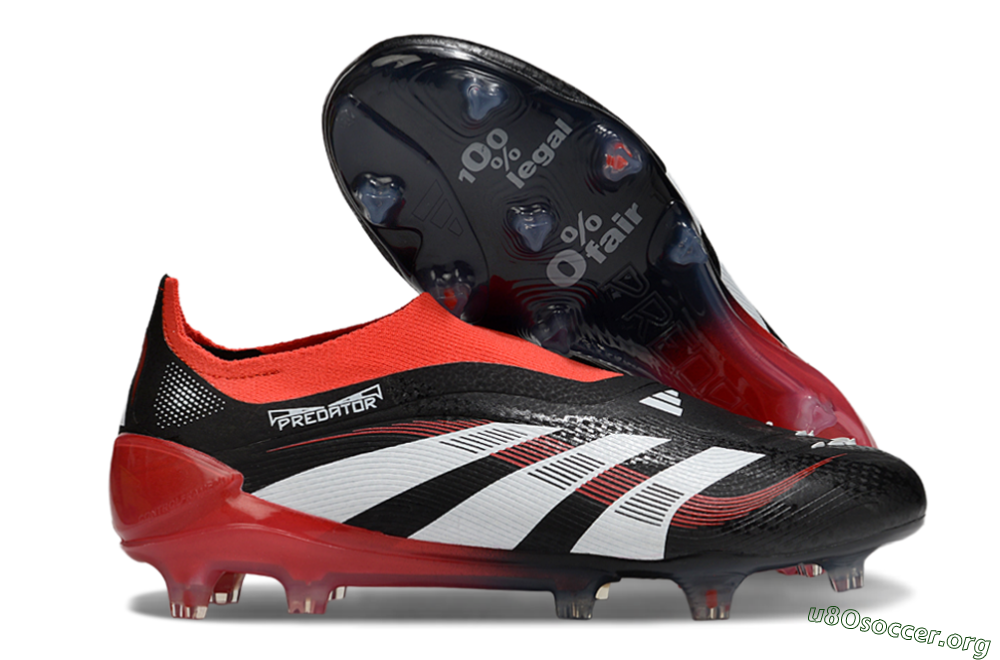 Adidas Predator Laceless Elite 25 FG Football Boots - Black/White/Red 2