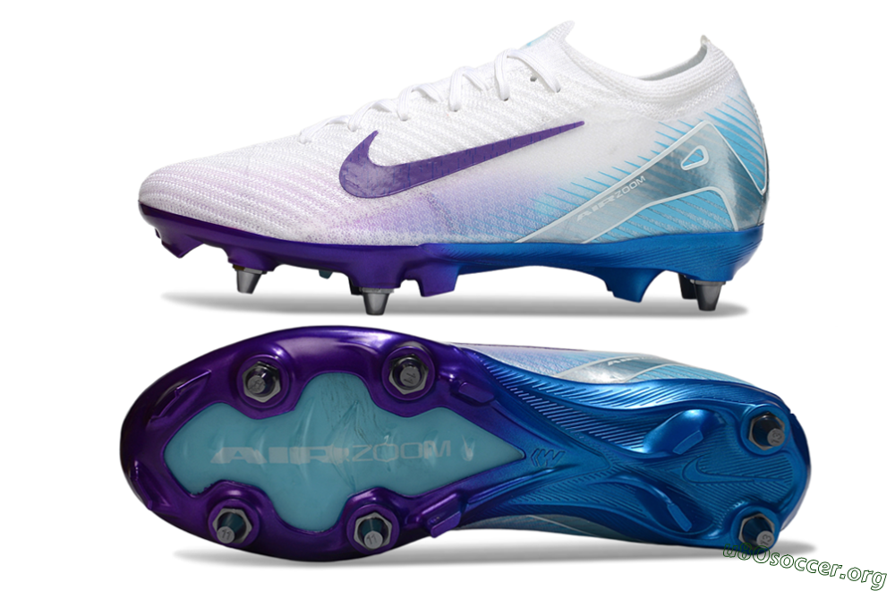 Nike Air Zoom Mercurial Vapor 16 Elite SG Football Boots - White/Purple/Jade 1