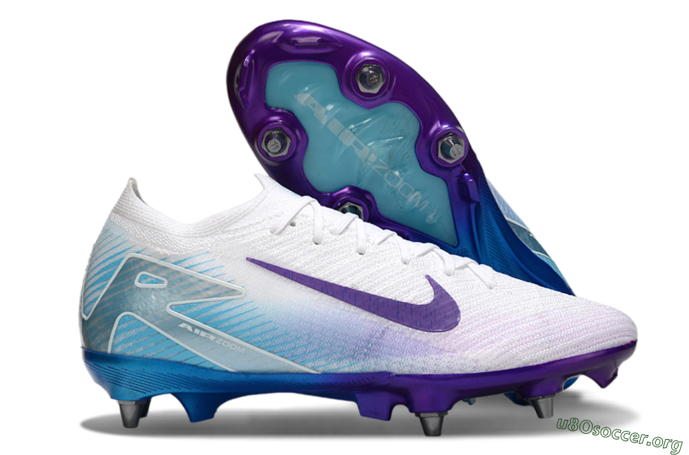 Nike Air Zoom Mercurial Vapor 16 Elite SG Football Boots - White/Purple/Jade 2