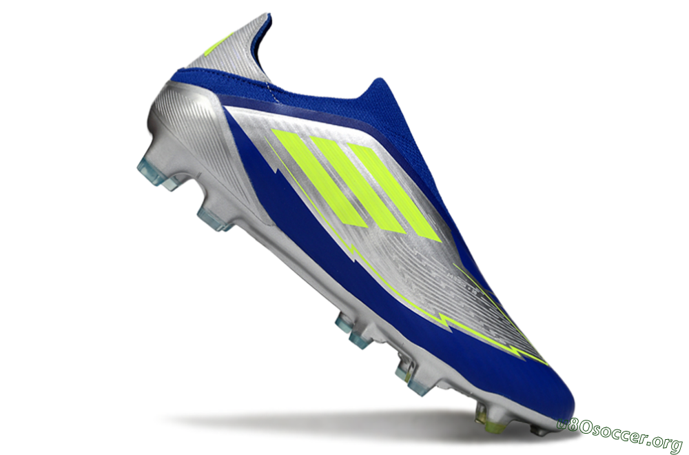 Messi x Adidas F50+ Elite FG Football Boots - Silver/Blue/Yellow 4