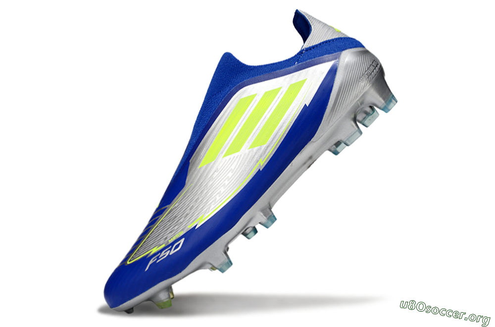 Messi x Adidas F50+ Elite FG Football Boots - Silver/Blue/Yellow 5