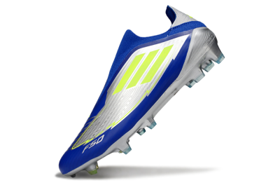 Messi x Adidas F50+ Elite FG Football Boots - Silver/Blue/Yellow